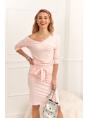 Pale pink tie-waist dress 9729 - Online store - Boutique